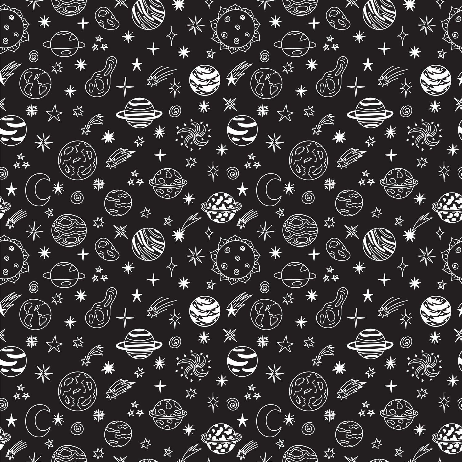 Doodle Space Seamless Pattern